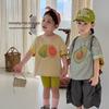 Summer 2026 Fruit Print Short Sleeve T-shirt for Boys & Girls, Sizes Large & Small