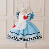 Baby Girl Dress Alice in Wonderland Girl Performance Costume Pleated Skirt Printed Lace Princess Dress
