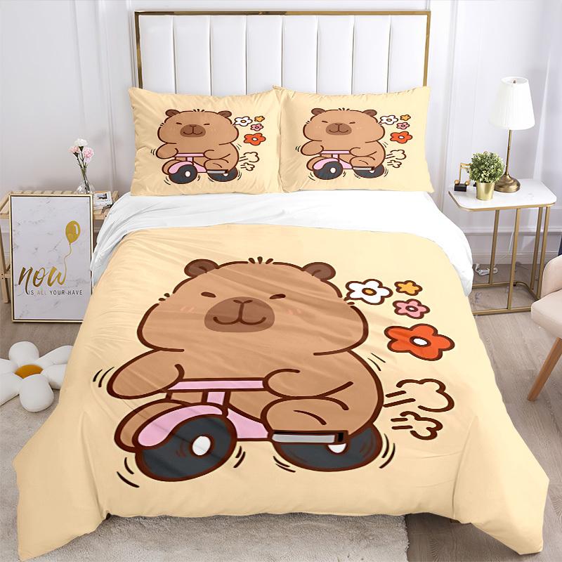 3pcs Teddy Bear Bedding Set - 1 Duvet Cover + 2 Pillowcases(Core Not Included), Machine Washable Polyester yy251216117