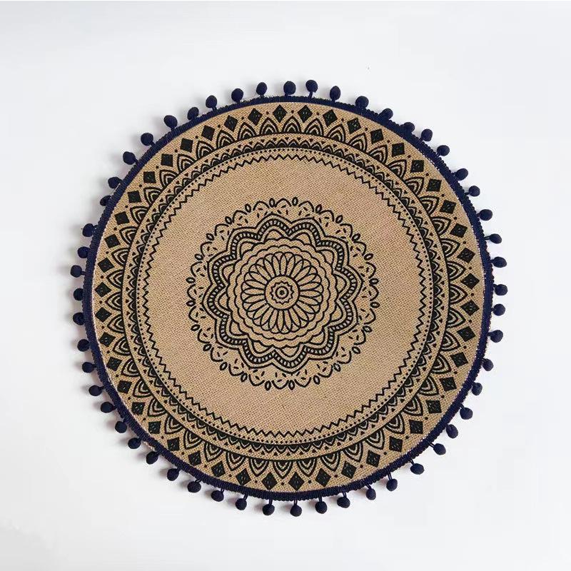 Tappetini da Tavola e Sottobicchieri Rotondi in Paglia Intrecciata Stile Boemo 38cm per Tavola da Pranzo