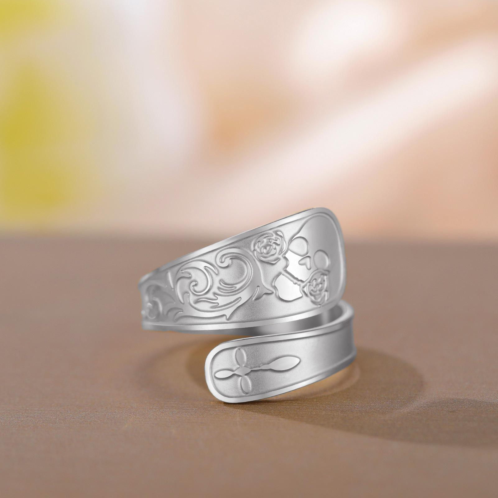 

Корродированный череп Роза из нержавеющей стали Открытое кольцо Модные панк ювелирные изделия Аксессуары Подарок