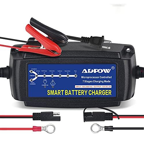 

ADPOW 12V Battery Charger, 5A Battery Charger for 15-120Ah, Maintenance Charger, Sulfation Removal, 7-Stage Automatic Charging, LED Display, Over