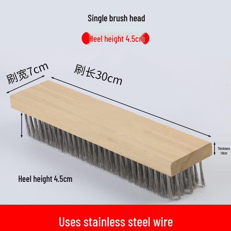 Stainless Steel Long-Handled Hard Bristle Floor Brush for Outdoor Cement Moss Cleaning