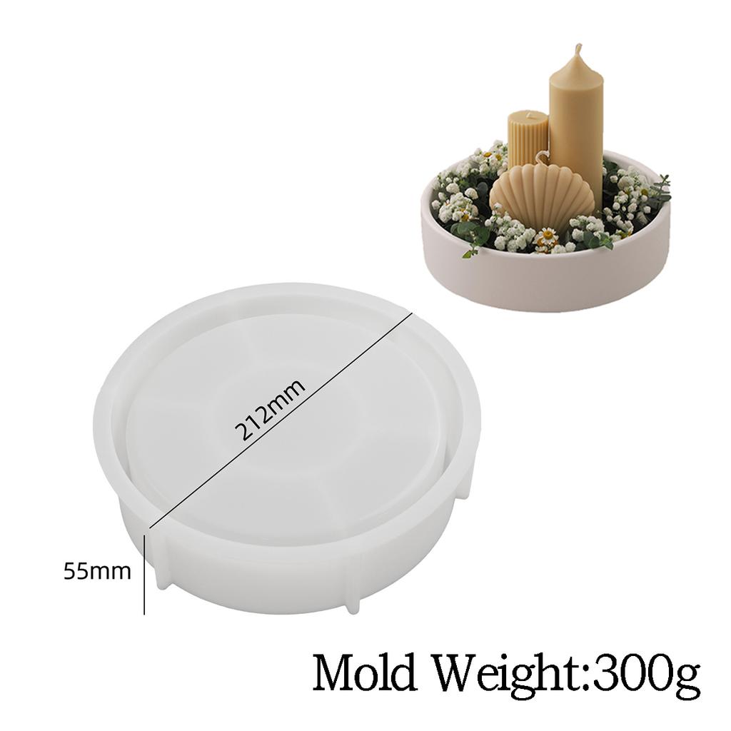 Round Candle Tray Silicone Mold Cement Flower Pot Candle Deep Tray Mold DIY Concrete Storage Bowl Handmade Resin Mold Home Decor