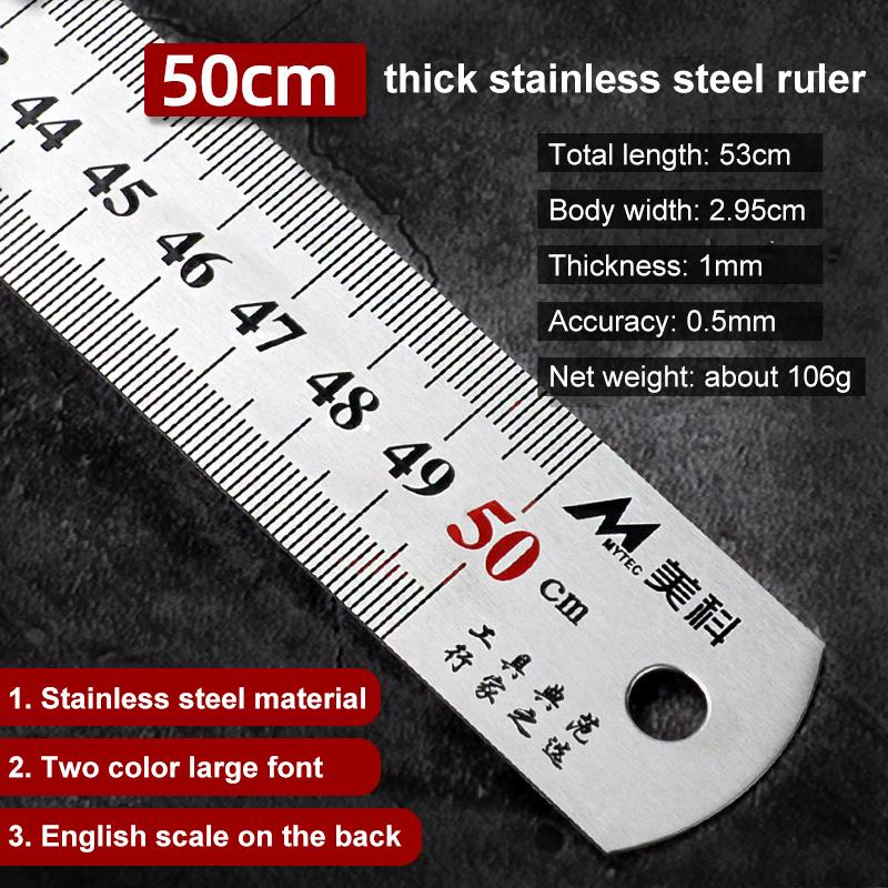 Straight Ruler Double Side Stainless Steel Metric Ruler Precision Measuring Tool 15cm/20cm/30cm/50cm School Office Supplies