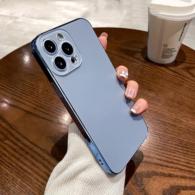 Funda de vidrio esmerilado chapado para Iphone 14 Pro Max, cubierta trasera de protección completa con lente de Color Original para teléfono, 14, 13, 12, 11 Pro