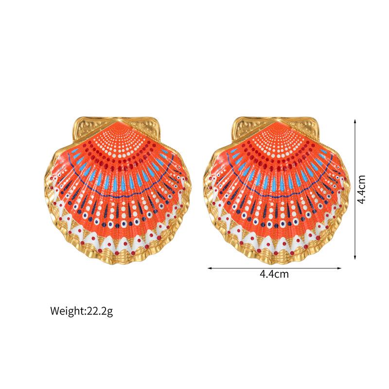 Bohemian 18K Gold Shell Earrings: Retro Vacation Style Stainless Steel Design