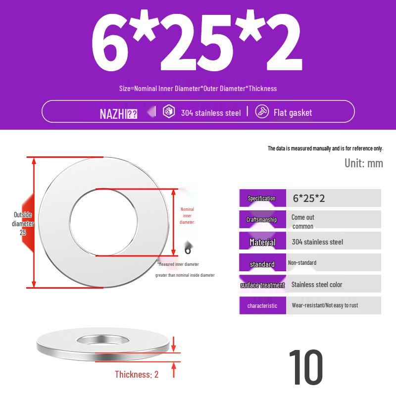 Thickened 304 Stainless Steel Flat Washer Spacer (M4-M8)