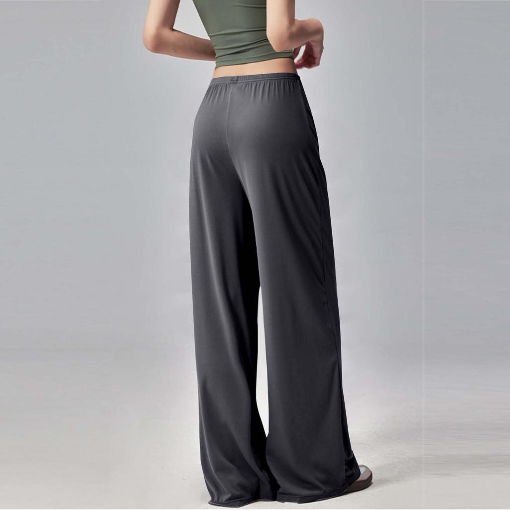 Damen Mode Lässig Schlafanzughose Weiter Bein Yogahose Kordelzug Leicht Bequem Stretch Farbe Sporthose