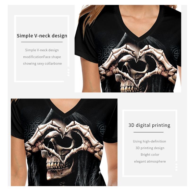 Summer Fashion Women's Halloween Skull Bixin Digital Printing Casual Women's Shirt