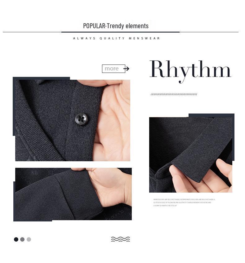 Fleece-Lined Two-Piece Lapel Polo Shirt: Men's Warm Autumn/Winter Casual Print Top