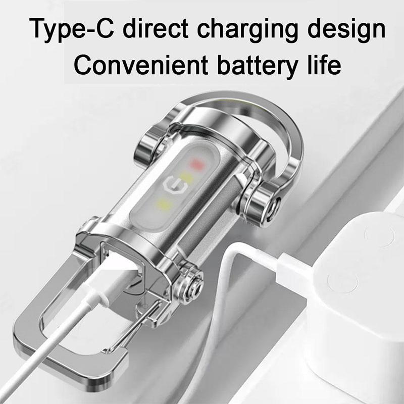 1 PCS USB Rechargeable Keychain Flashlights Multifunction COB Work Light Emergency Keychain Light for Walking Searching Hiking