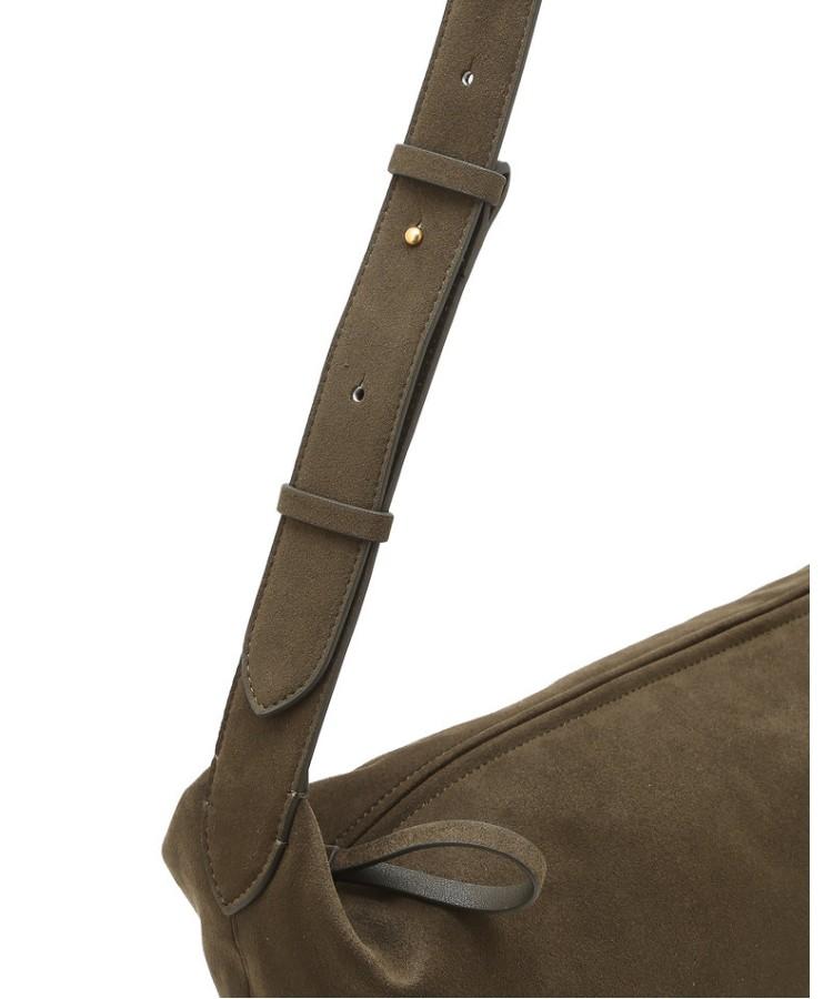 Athe Vanessabruno [Feve] Khaki Suede Fabric Febe Shoulder Bag M Aaba5F105K2