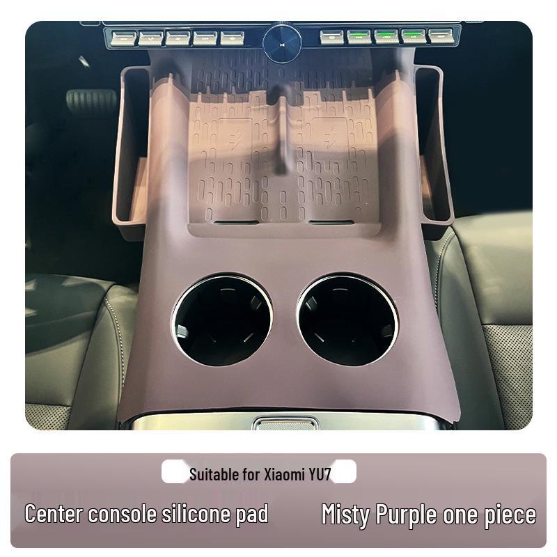 Xiaomi yu7 Wireless Charging Coaster with Integrated Silicone Protective Pad and Side Storage.