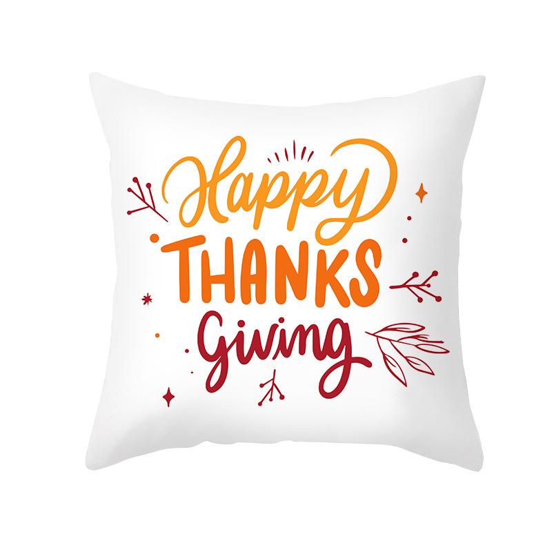 Autumn Harvest Thanksgiving Cushion Cover New Arrival Turkey Pumpkin Peach Skin Printed Cushion
