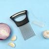 Stainless Steel Onion Cutter Holder Food Slicers Assistant Tomato Onion Slicer Holder Vegetables Cutting Fork Kitchen Gadgets