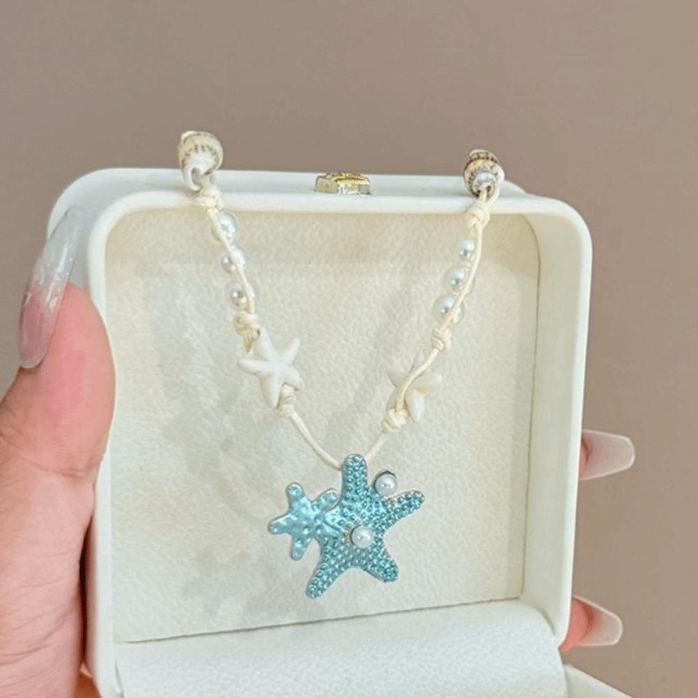 Beach Surfer Starfish Shell Choker Dopamine Bead Trendy Beach Necklace  Holiday Choker