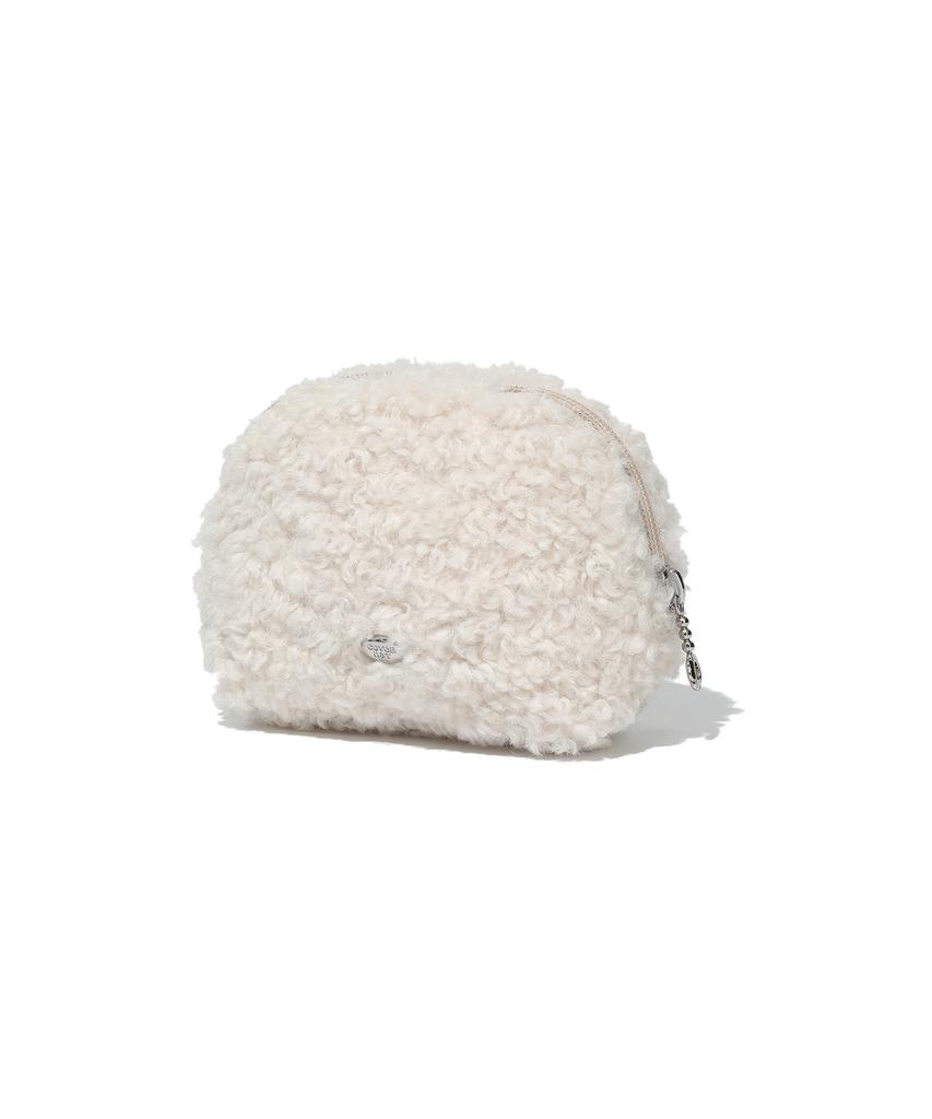 Covernat Woman Clover Heart Fluffy Pouch Ivory