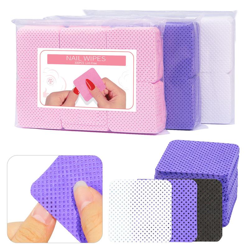 300pcs/Pack Lint-free Nail Polish Remover Napkin Colorful Cotton Wipes Paper Pads UV Gel Dust Cleaner Cleaning For Manicure Tool