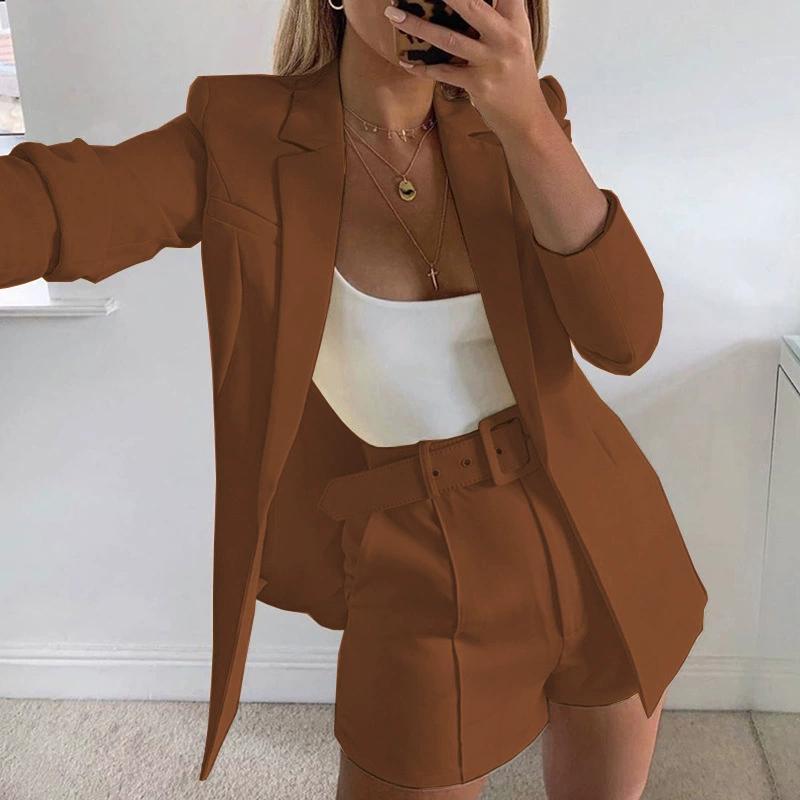 Newest 2 Piece Set Women Fashion Blazer Casual Office Business Shorts and Coats Outwear Suits Jacket