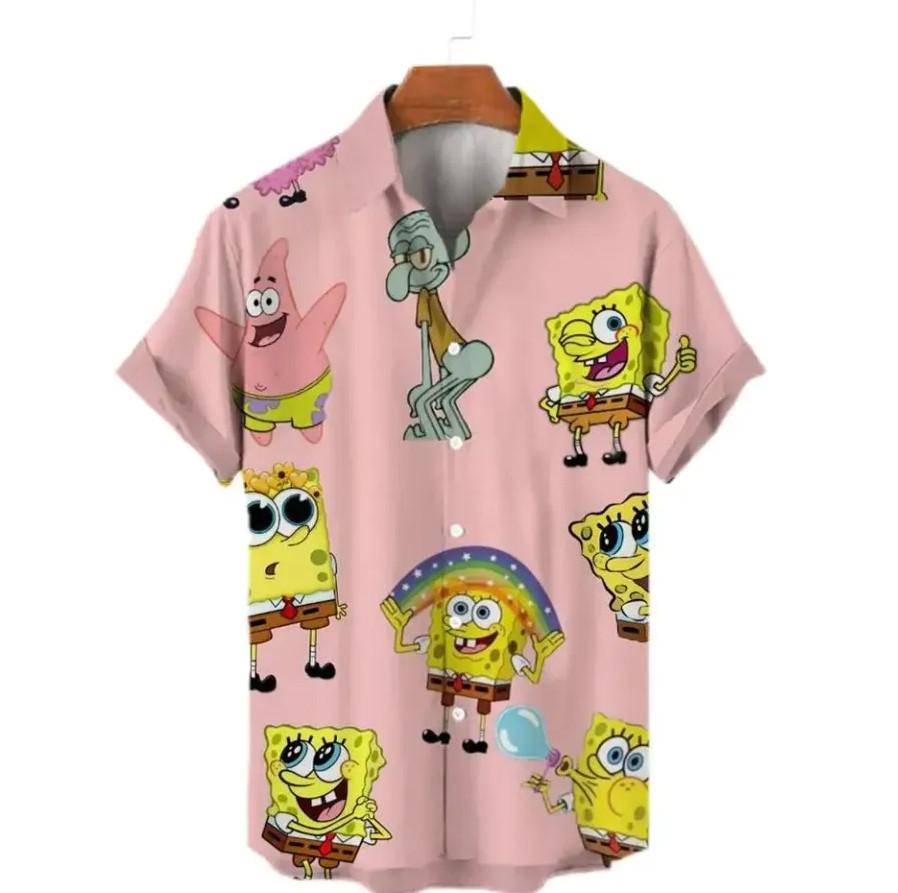 Funny Cute Spongebob Hawaiian Shirt Size S-5Xl Unisex T-Shirt L
