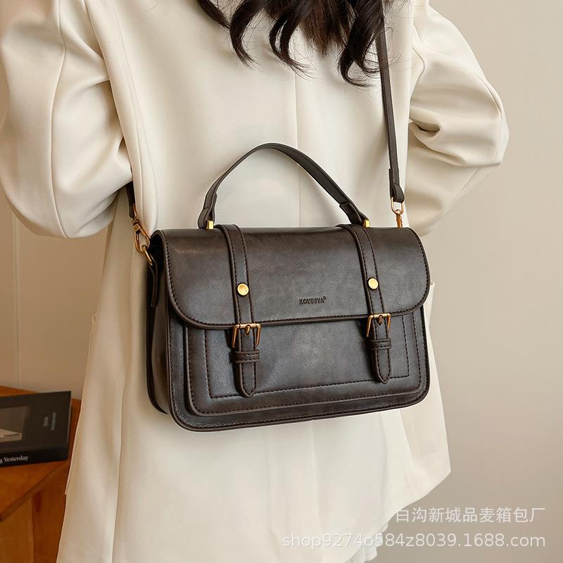 Retro commuter handbag women's 2025 new fashion personality ins Cambridge bag texture niche foreign shoulder bag