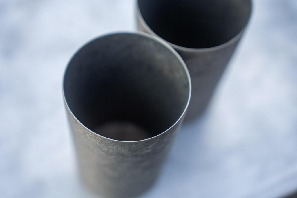 LAUGH WRINKLES X HORIE Titanium Double Tumbler "Deep Sea" 270ml, Set of 2, In Paulownia Wood Box, Kiln-Crafted, Perfect Gift for Outdoors and Camping