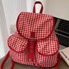 2025 Summer New Fashion Korean Niche Plaid Backpack Large Capacity College Pocket Japanese Backpack Women