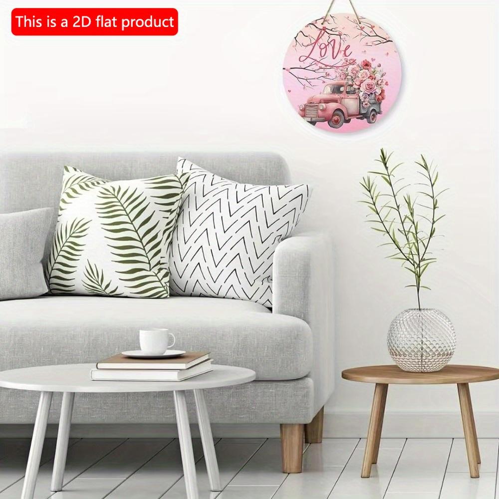 1pc 2d Flat Retro Round Wooden Sign Flower Market Flower Truck, Novel and Interesting Garage Bar Kitchen Home Family Friend Gift Wooden Sign- 20cm