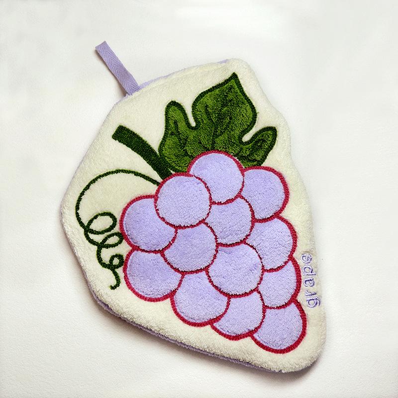 Cartoon Fruit Hand Towel Hanging Absorbent Bathroom Kerchief Coral Fleece Thickened Washcloth