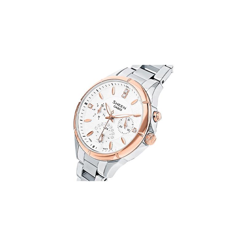 Casio CASIOSHEEN series simple casual fashion watch quartz movement stainless steel strap Japanese and Korean watch women's watch white SHE-3047SG-7A