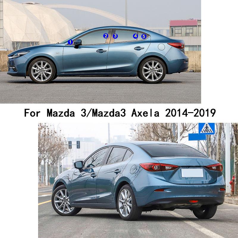 Car TPU/Glossy Mirror Pillar Post Cover Door Trim Window Sticker 10pcs For Mazda 3 Mazda3 Axela 2014 2015 2016 2017 2018
