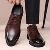 British Leather Business Men's Dress Shoes Fashion Casual Platform Brogue Shoes for Men Designer Soft-soled Wedding Shoes Male