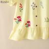 ZANZEA Women Casual Square Collar Loose Floral Prin Short Sleeve Blouse