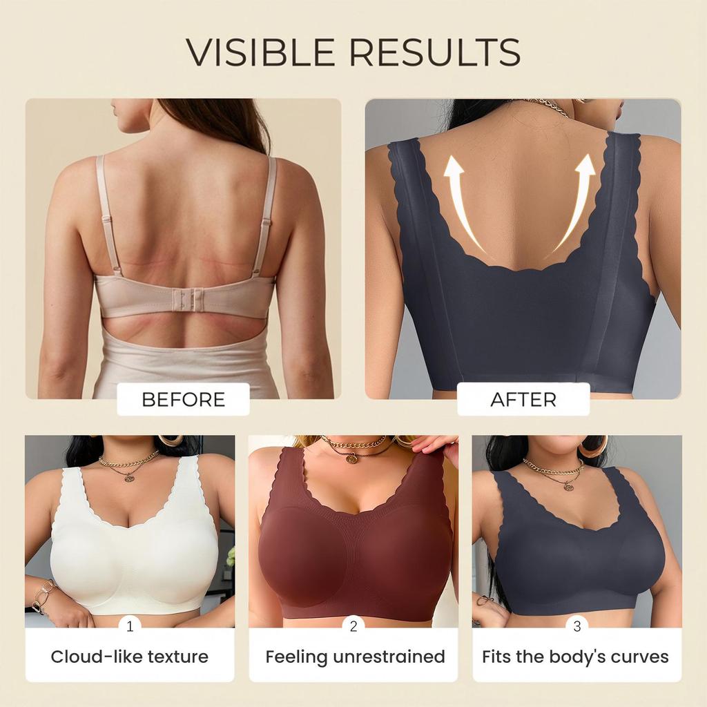 Zeriluna Lace Comfort Bra with Fan-Edged Detail & Wide Straps - Everyday Wear