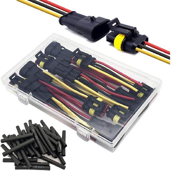 10 Kit 16 AWG 2 Pin Connector Car Waterproof Wire Connectors 2 Pin Automotive Electrical Connectors Quick Disconnect 2 Way Wire Terminal Connector
