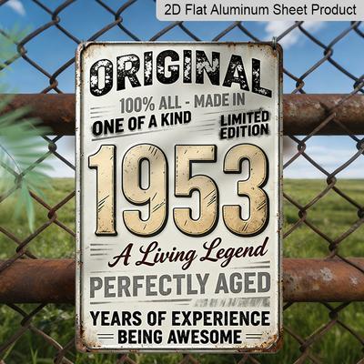 2D Flat Vintage Metal Aluminum Decorative Sign (8'' X 12''), Made In 1953, Perfectly Aged, Original Retro Wall Art, Living Legend Home Decoration for