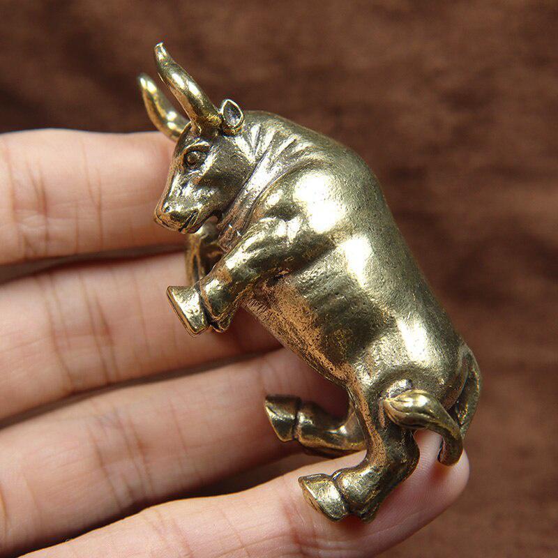 1/2Pcs Copper Wall Street Bull Heavy Animal Statue Brass Miniatures Figurine Home Decor Ornaments Desk Decoration Crafts Gift