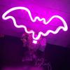 Bat Neon Sign LED Night Lights USB Battery Powered Halloween Wall Decoration Indoor Neon Wall Hanging Lamp For Home Bar Party