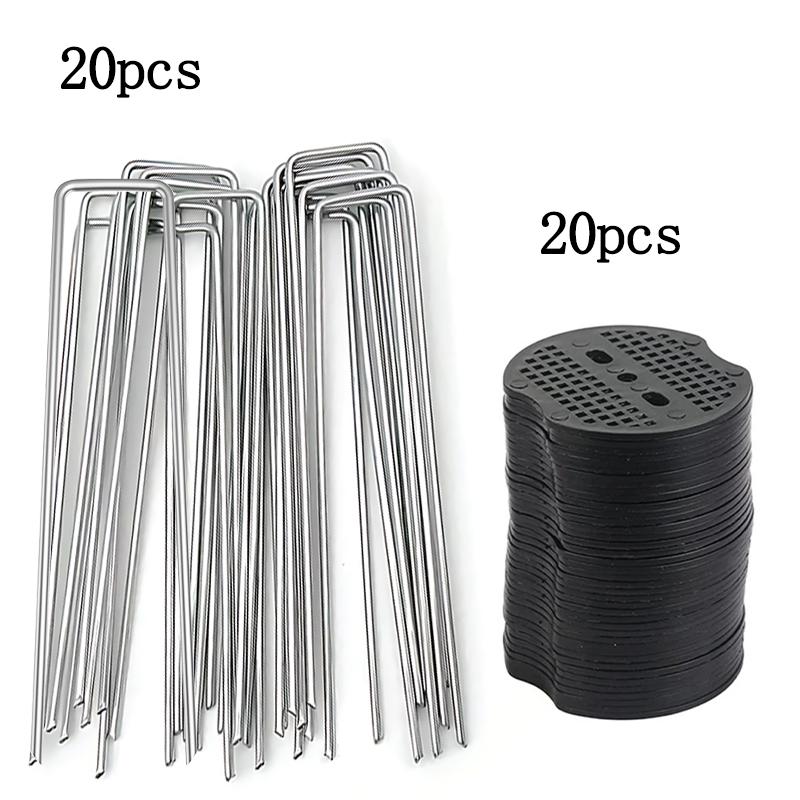 20/40 Buc. Țăruși de Grădină Metal Inoxidabil Argintiu Cuie Îndoite Unelte de Grădinărit Fixare Țăruși Folie Spalieri Cuie Mulci