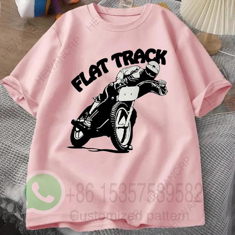 Flat Track Motorcycle Racing Tshirt Mens Tracksuit Cotton Casual Sportswear Crew Neck Pullover Short Sleeve Summer Streetwear