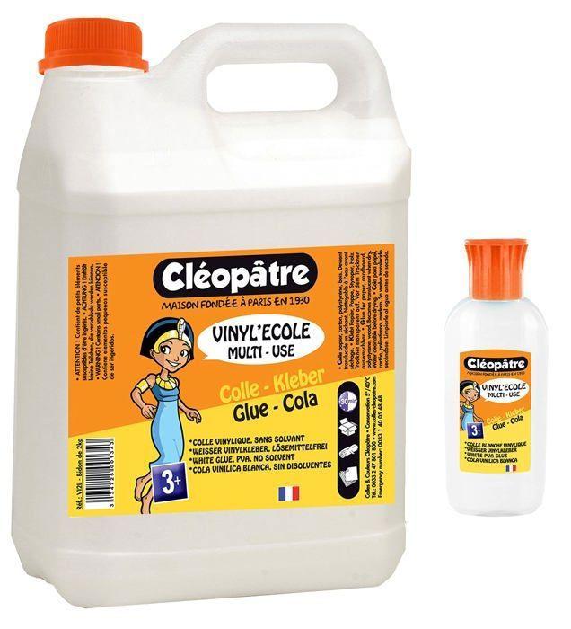 Colle vinylique - cléopâtre - vi2l+vi125x - 2 kg + 100 g rechargeable - multi-matériaux - idéale pour enfants