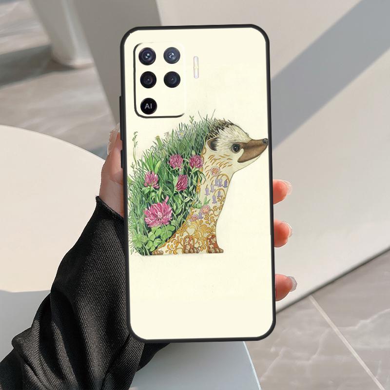 Animal Hedgehog Case For Oppo A38 A18 A78 A98 A58 A60 A80 A40 A96 A76 A16 A94 A74 A54 A15 A17 A57 A77 A5 Pro