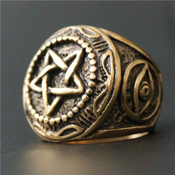 Drop Ship Size 8-13 Heavy All Seeing Eye Star Ring 316L Stainless Steel Mens Movie Style Cool Lord Eye Big Star Ring