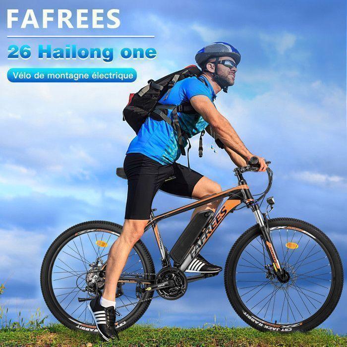 FAFREES Hailong One - 26" Electric Bike - 250W Motor 36V13Ah Battery - Shimano 21 Speeds - Range 100km, Black