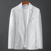 Cappotto da uomo in lino di cotone bianco Primavera Estate Colore puro Slim Casual Business Giacca da uomo sottile Giacca comoda e traspirante