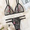 Women's Bra Set Women Three-point Transparent Sexy Lingerie Floral Embroidery Underwear Women Set Lace Spicy Underwear Kits