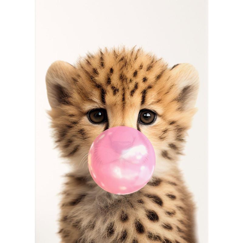 Baby Zebra Rabbit Deer Zebra Raccoon with Pink Gum Poster Baby Animals Nursery Wall Art Canvas Painting Print Wall Decor Mural