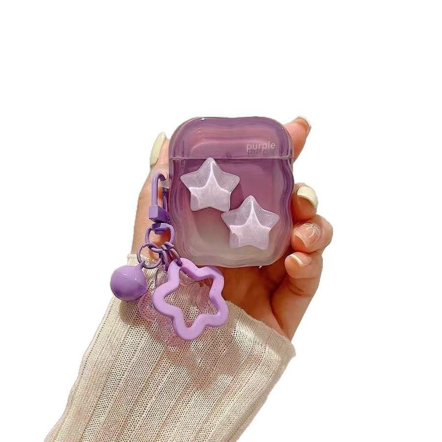 Gradual change three-dimensional star pendant AirPods 1 earphone protective case cover 1pro second and third generation silicone soft case