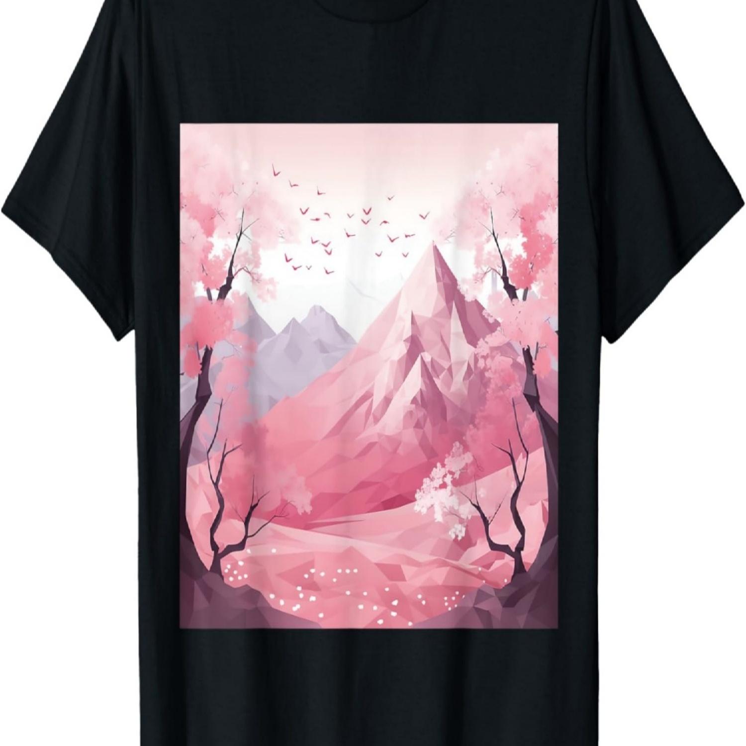 Mountain Canvas Dreams Pastel Symphony of Cherry Blossoms T-Shirt S